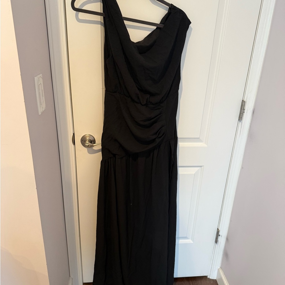 Black Draped Maxi Dress - Elegant Evening Wear